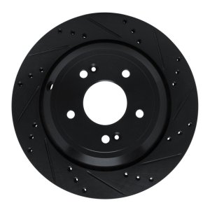 Hyundai Equus Brake Rotor (1) - Rear Right - R1 Concepts - Drilled & Slotted - Black - `11-`17